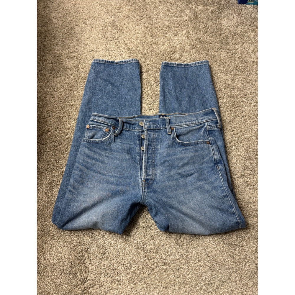 Gap Denim Cheeky Straight Jeans Medium Wash Button Fly Size 10/30 High Rise